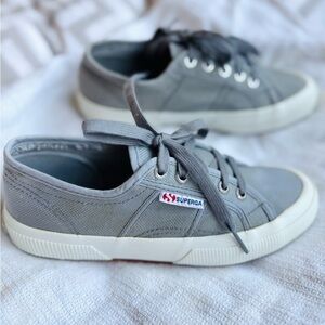 Superga Gray Canvas Low-Top Sneakers